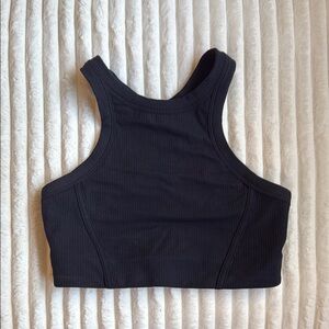 Lululemon Black Ribbed Halter Sports Bra Size 6